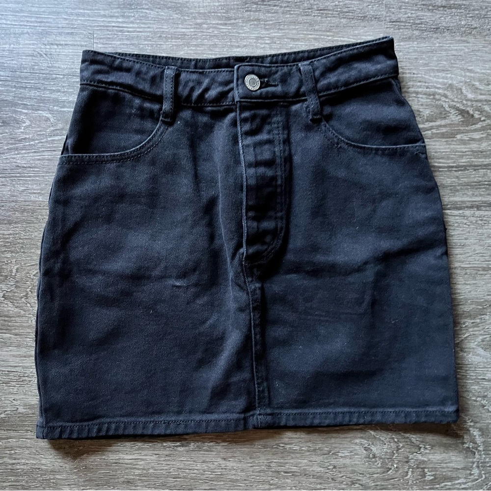 John Galt Black Denim Skirt
